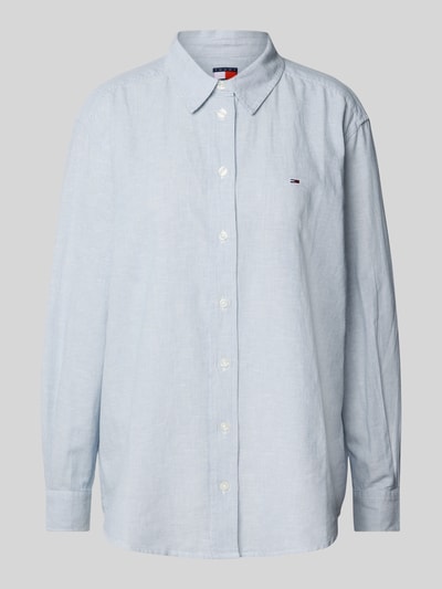Tommy Jeans Relaxed Fit Blusenshirt aus Baumwoll-Leinen-Mix Blau 2