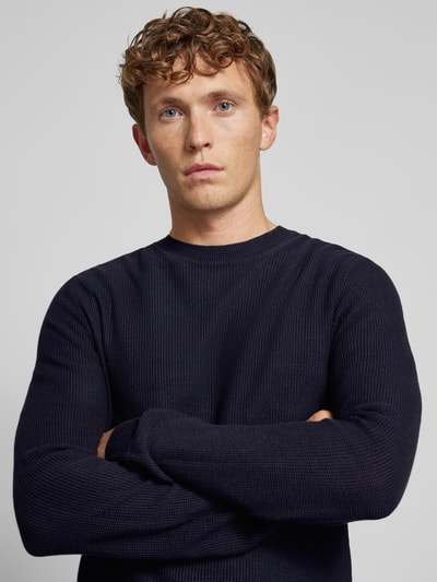 Jack & Jones Premium Gebreide pullover met ribboorden, model 'LUCAS' Donkerblauw - 3