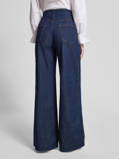 Oui Jeansy z szeroką nogawką i wiązanym paskiem model ‘THE PALAZZO’ Jeansowy niebieski 5