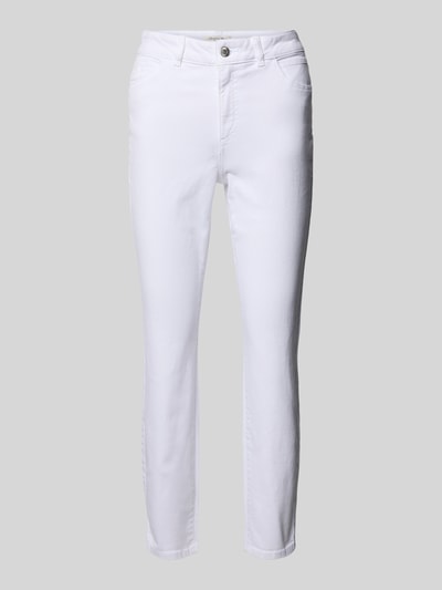 Produktfoto, Slim Fit Jeans in verkürzter Passform mit Eingrifftaschen von Christian Berg Woman, weiß, Baumwoll-Elasthan-Mix, strukturierte Oberfläche