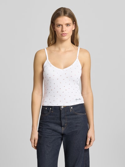 GUESS Jeans Top met bandjes met V-hals en logo Wit - 4
