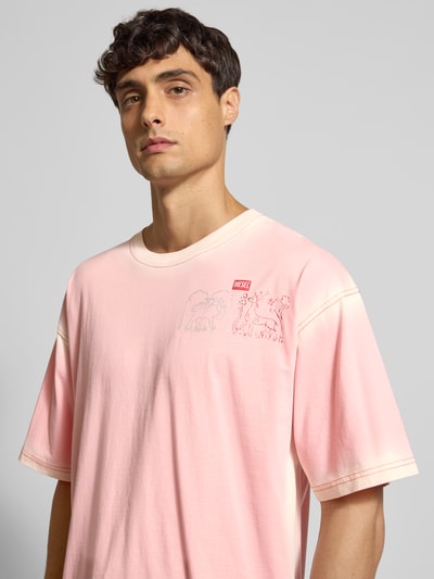 Diesel T-Shirt mit Label-Print Pink 3