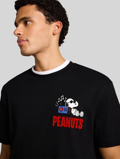 Tom Tailor Denim relaxed fit t-shirt met peanuts motiefprint Zwart - 3