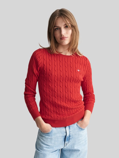 GANT Pullover mit Logo-Stitching Rot 4