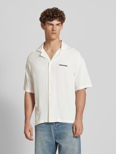Pegador Oversized Freizeithemd aus Viskose mit Label-Stitching Offwhite 4