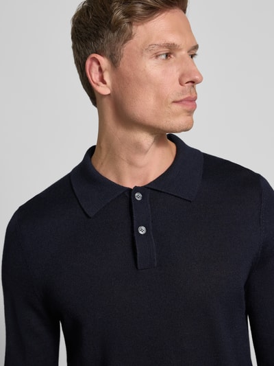 Christian Berg Men Slim fit gebreide pullover van wolmix Marineblauw - 3