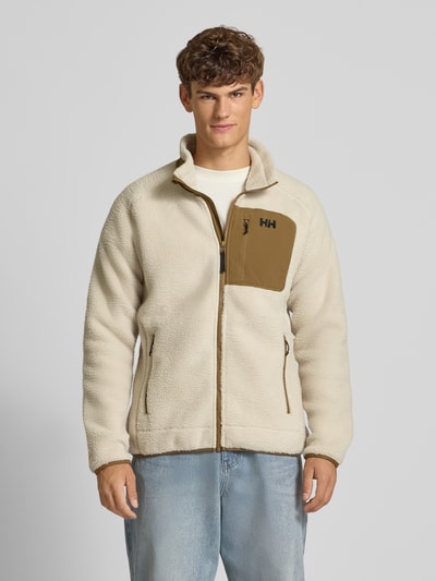 Helly Hansen Fleecejack met labelstitching en borstzak Offwhite gemêleerd - 4