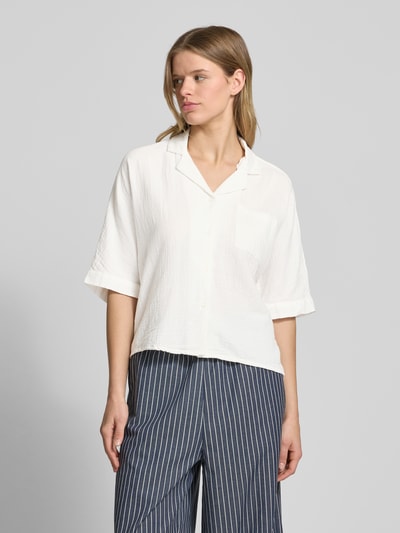 Only Boxy fit blouse met korte mouwen van zuiver katoen, model 'THYRA' Offwhite - 4