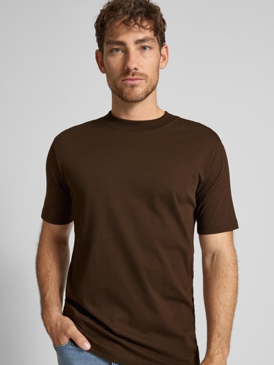 SELECTED HOMME Regular fit T-shirt van puur katoen, model 'COLMAN' Donkerbruin - 3