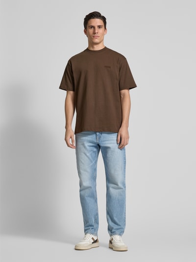 WOODBIRD Oversized T-Shirt mit Label-Stitching Hellbraun 1