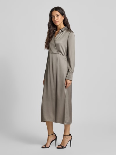 Marc Cain Midikleid aus Viskose-Mix mit V-Ausschnitt Taupe 1