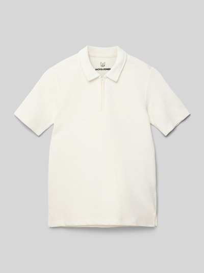 Jack & Jones Regular fit poloshirt met structuurmotief, model 'BENJA' Offwhite - 1