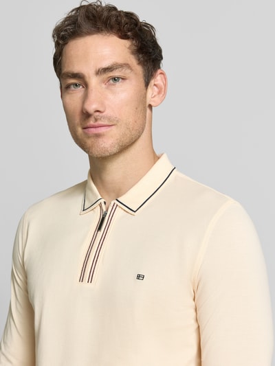 Christian Berg Men slim fit poloshirt met rits Metallic beige - 3