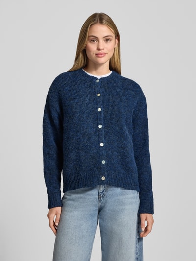 ICHI Relaxed fit gebreid jack met wol, model 'Bela' Marineblauw - 4