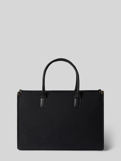 Produktfoto, schwarze Handtasche aus Baumwoll-Viskose-Mix Modell 'ACANTHA' von VALENTINO BAGS mit Logo, Tragehenkeln und Schulterriemen.