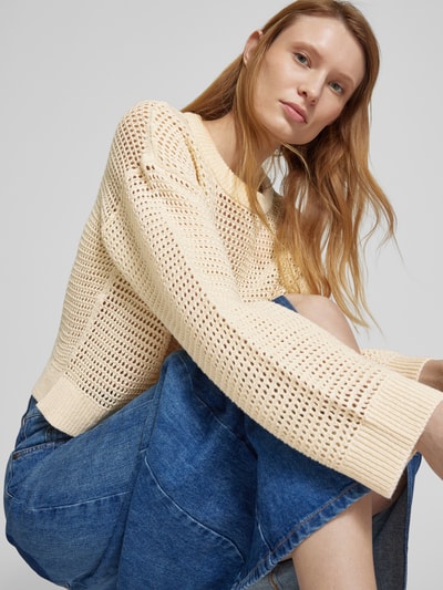 Vero Moda Comfort fit gebreide pullover in katoenmix, model 'NEWMADERA' Offwhite - 3