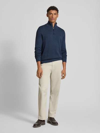 Lerros Gebreide pullover met schipperskraag Donkerblauw - 1