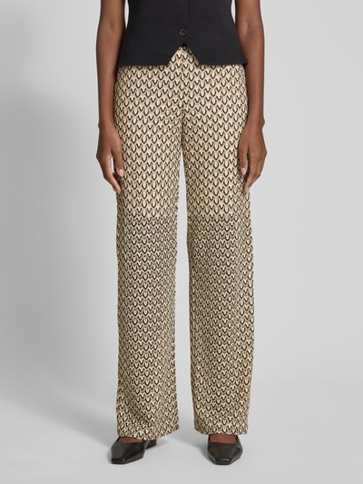 Raffaello Rossi Spodnie materiałowe z prostą nogawką i elastycznym pasem z logo model ‘ELAINE’ Beżowy 4