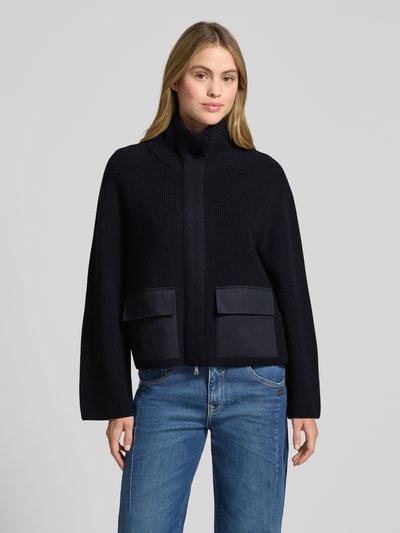 Windsor Kurtka z dzianiny z żywej wełny ze stójką i kieszeniami z patką Granatowy 4