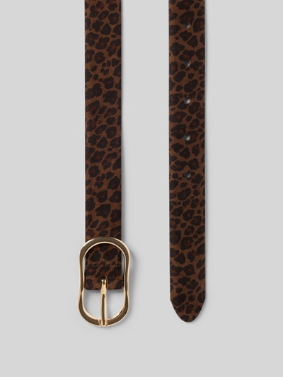 Produktfoto, Gürtel aus echtem Leder von Weinmann mit Animal-Print, goldene Pinschließe, braune und schwarze Töne, ca. 2 cm breit