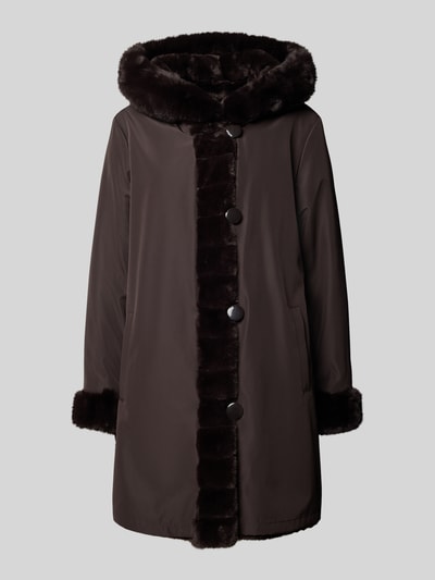 PETITE M. Keerbaar jack van imitatiebont met capuchon en steekzakken Donkerbruin - 2