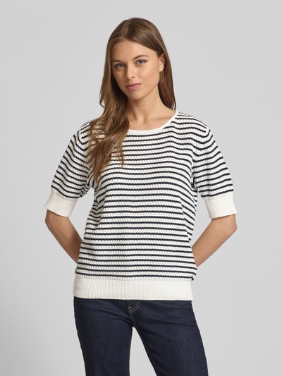 FREE/QUENT Gebreid shirt met ronde hals, model 'Dodo' Offwhite - 4
