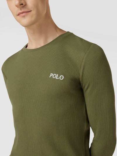 Polo Ralph Lauren Underwear Longsleeve mit Label-Stitching Modell 'Cuffed' Oliv 3