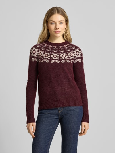 Vero Moda Regular Fit Strickpullover mit Woll-Anteil Modell 'SIMONE' Dunkelrot 4