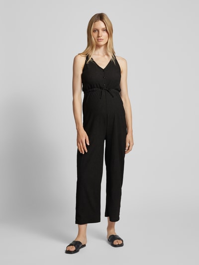 Mamalicious Zwangerschapsjumpsuit met structuurmotief, model 'CAILEEN LIA' Zwart - 4