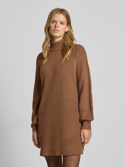 Noisy May Sukienka mini z prążkowanymi wykończeniami model ‘TIMMY’ Orzechowy 4