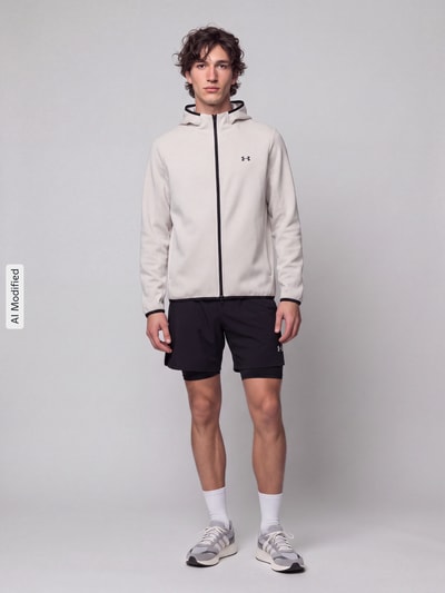 Under Armour Regular Fit Trainingsjacke mit Baumwoll-Anteil Modell 'Unstoppable Fleece' Weiss 1