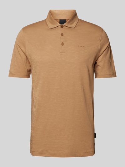 bugatti Koszulka polo o kroju slim fit w jednolitym kolorze Camel 2