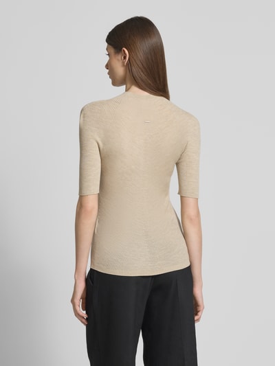 BOSS Slim fit pullover van scheerwol Beige gemêleerd - 5