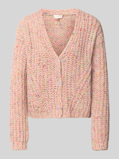 Produktfoto, Relaxed Fit Cardigan mit Baumwoll-Anteil von Milano Italy, mehrfarbige Strick-Optik, Knopfleiste, Material-Mix
