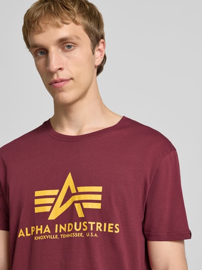 Alpha Industries T-shirt met logo en ronde hals Donkerrood - 3