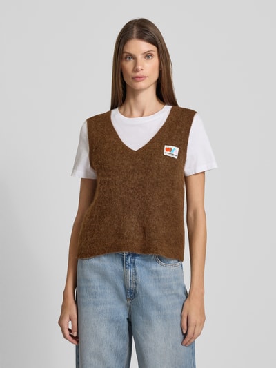 American Vintage Pullunder mit gerippten Abschlüssen Modell 'NENYBAY' Mittelbraun 4