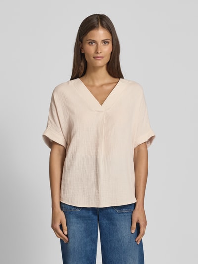 Apricot Blouseshirt met V-hals Zand - 4