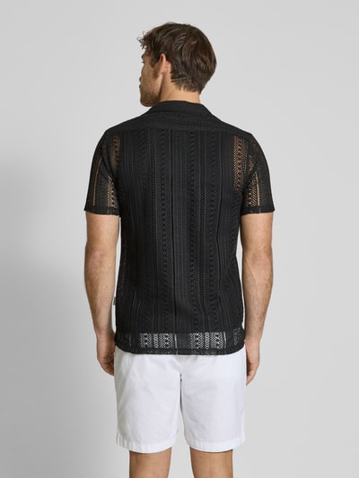 Lindbergh Koszula z dzianiny o kroju relaxed fit z kołnierzykiem typu resort Czarny 5