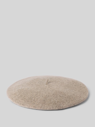 Produktfoto, Béret aus reiner Wolle von Loevenich, Damen Béret, unifarbenes Design mit Zipfel, beige, weiche Textur