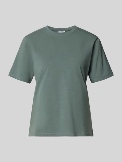 Produktfoto, Damen T-Shirt Modell 'NORA' von VILA aus Baumwoll-Elasthan-Mix in Regular-Fit mit Rundhalsausschnitt, Rückenlänge 60 cm, grüne Farbe