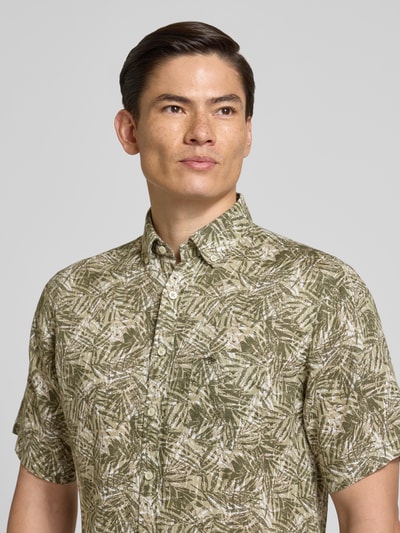 Fynch-Hatton Slim Fit Leinenhemd mit Button-Down-Kragen Hellgruen 3