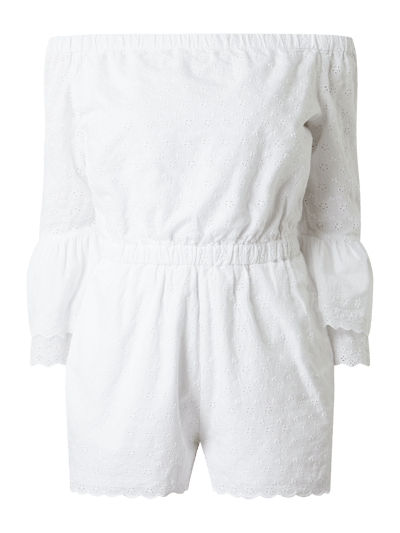 Review Playsuit im Off Shoulder Look mit Lochspitze  Weiss 2