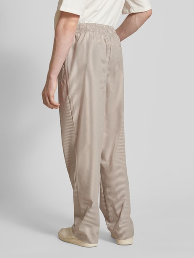 Pegador Wide leg stoffen broek met labelstitching, model 'RATON' Taupe - 5