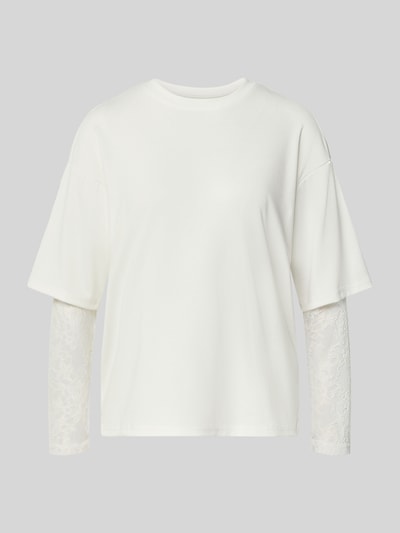 Produktfoto, Regular Fit Langarmshirt mit Viskose-Anteil Modell 'TAHLIA' von ONLY, Damen Langarmshirt, weiß, glatte Struktur, Spitzenärmel
