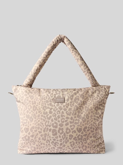 Produktfoto, beiger Allover-Look mit Animal-Print, Modell 'Puffy Diaper Bag' von STUDIO NOOS, Tragehenkel, sichtbares Label-Detail