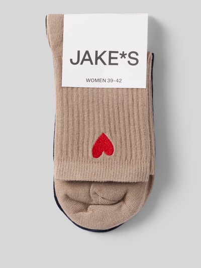 Jake*s Casual Socken aus Baumwoll-Mix im 2er-Pack Taupe 3