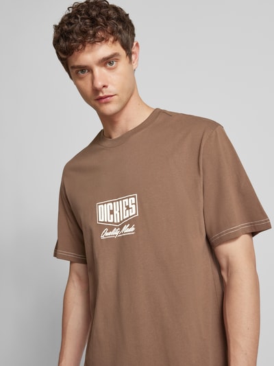 Dickies T-shirt met labelprint, model 'PHILIPSBURG' Donkerbruin - 3