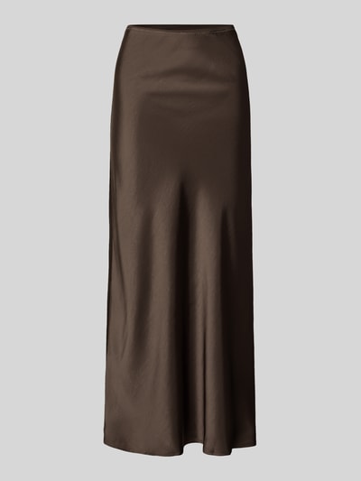 Neo Noir Maxirock aus Satin mit elastischem Bund Modell 'Vicky' Dunkelbraun 2
