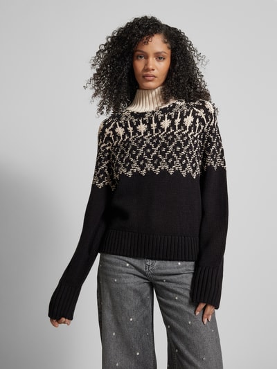 Jake*s Casual Gebreide pullover met opstaande kraag Zwart - 4