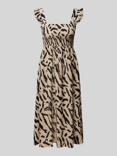 Pieces Sukienka midi z marszczonymi detalami model ‘LUNA’ Piaskowy 1